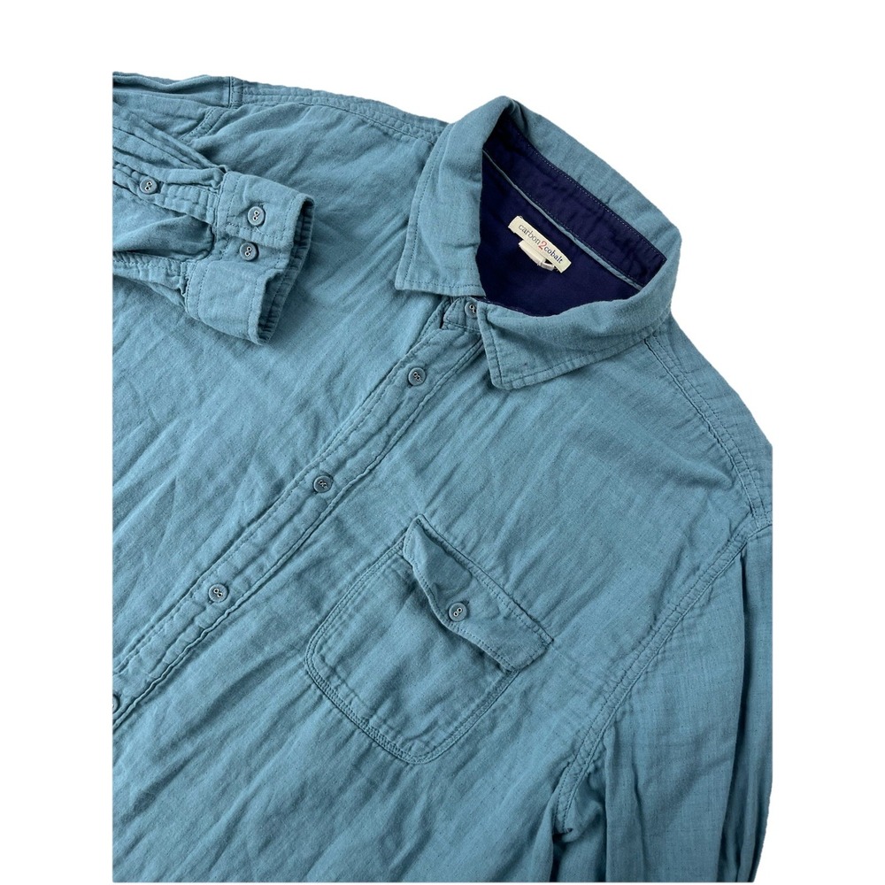 Carbon 2 Cobalt Mens‎ Blue Button Up Cotton Shirt Long Sleeve Size XL